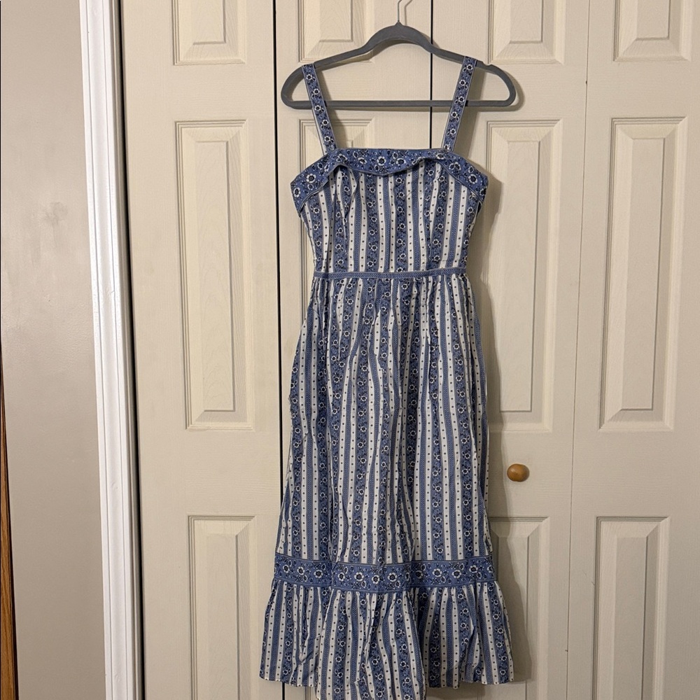 Max Studio Navy and White Floral Midi Dress